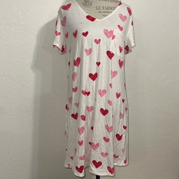 Soma Cool Nights Short Sleeve Sleepshirt Pajamas Valentine's Day Hearts Large - Picture 1 of 8